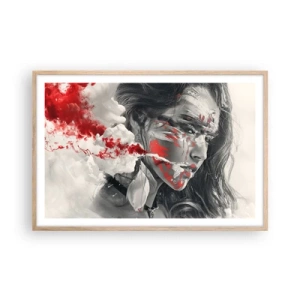 Plakat i ramme af lyst egetræ - I det absurdes damp - 91x61 cm