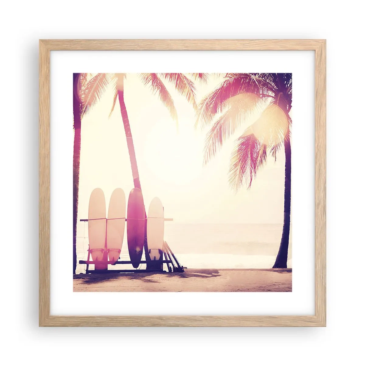 Plakat i ramme af lyst egetræ - Det bliver en fantastisk dag - 40x40 cm