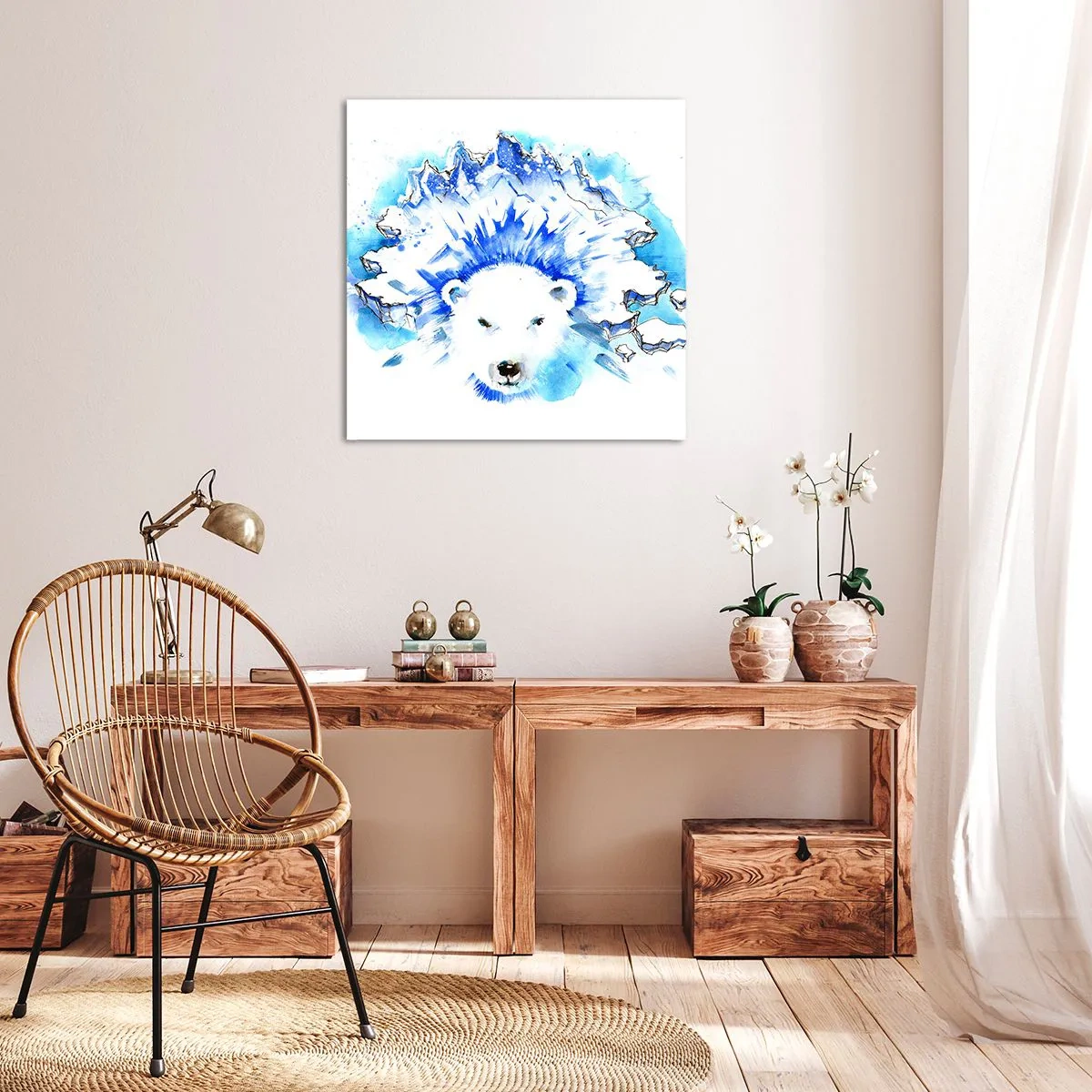 Lærredstryk - Billede på lærred - Kongen af Arktis i en iskrone - 70x70 cm