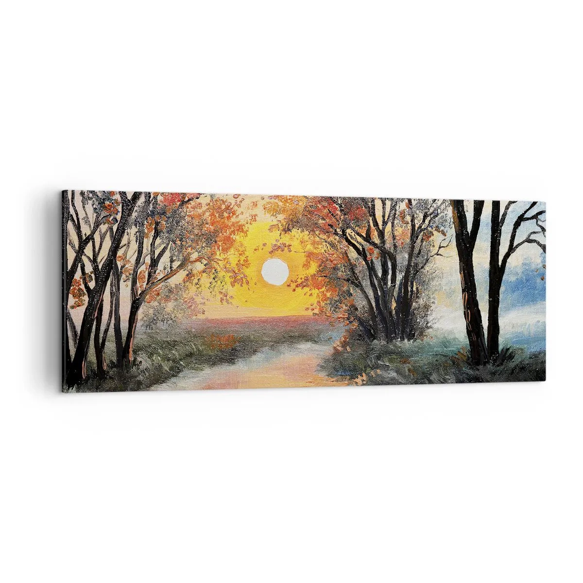 Lærredstryk - Billede på lærred - Efterårs atmosfære - 140x50 cm