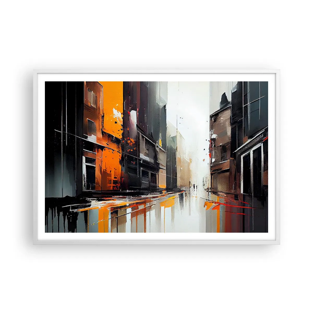 Plakat i hvid ramme - Regnfuld dag - 100x70 cm