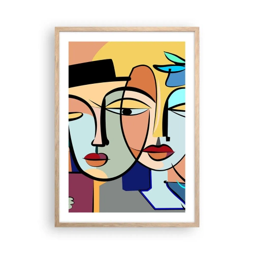 Plakat i ramme af lyst egetræ - Picassos randez vous - 50x70 cm