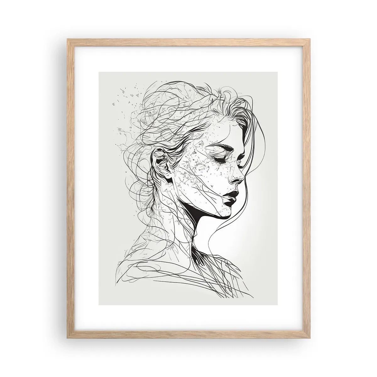 Plakat i ramme af lyst egetræ - Portræt i drømmeri - 40x50 cm