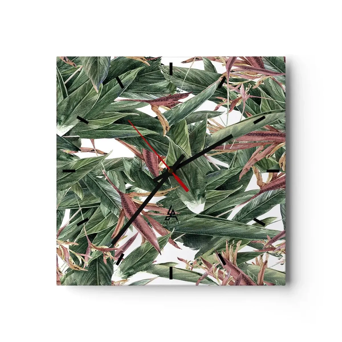 Vægur, Uret - Smaragd- og syrenbuskads - 30x30 cm