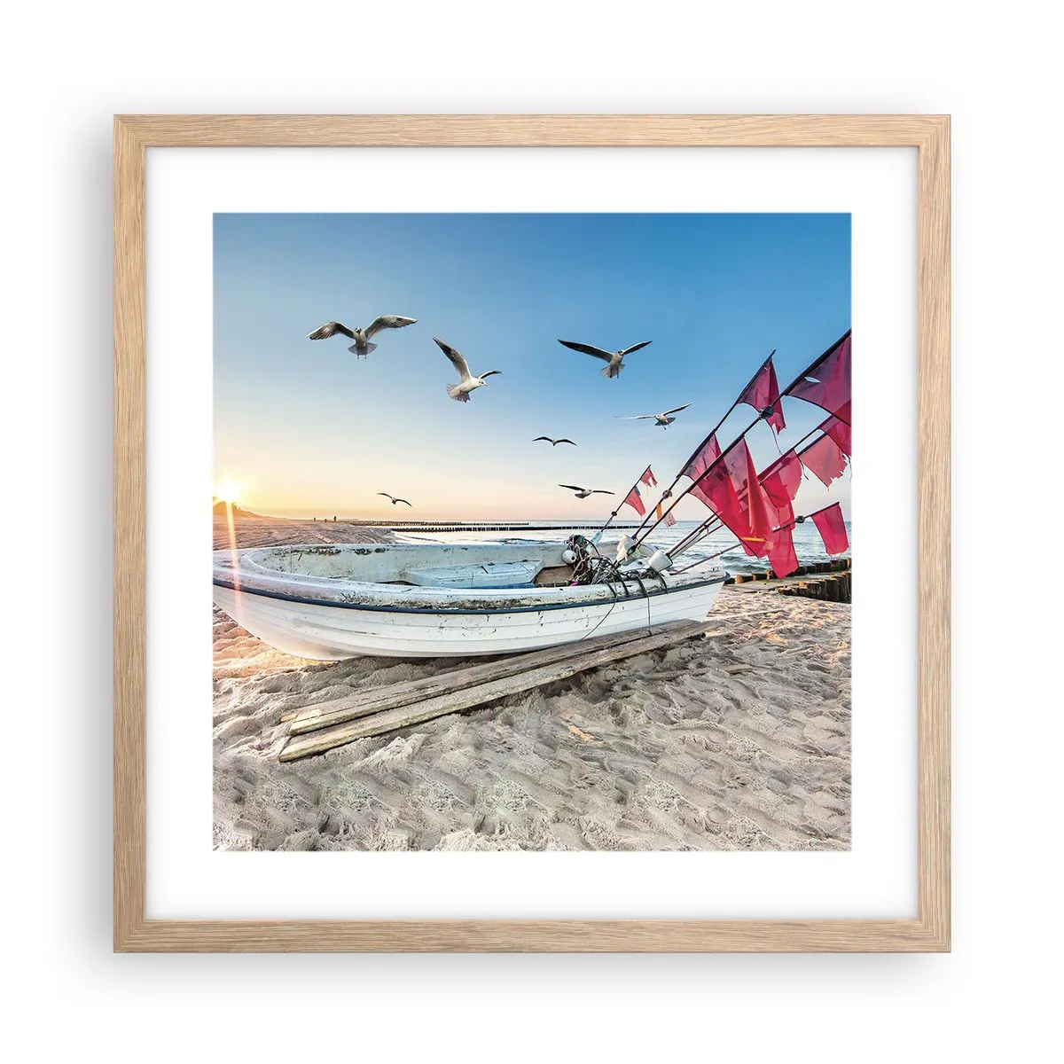 Plakat i ramme af lyst egetræ - Et velfortjent hvil - 40x40 cm