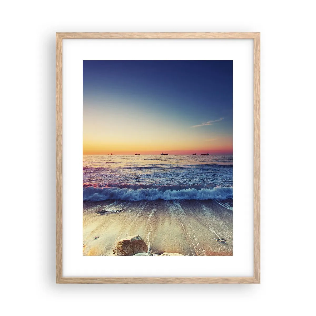 Plakat i ramme af lyst egetræ - Og hvad er der bag horisonten? - 40x50 cm