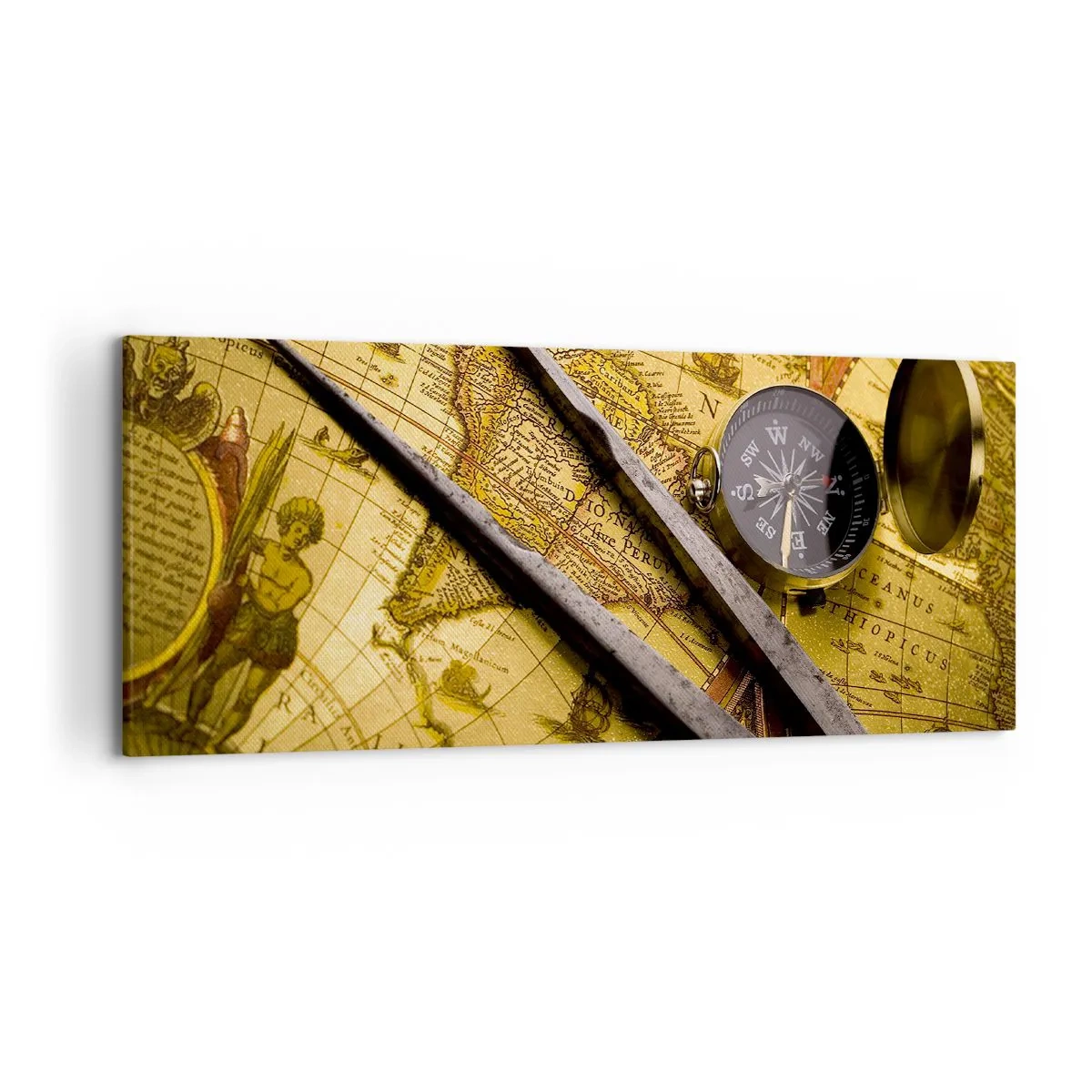 Lærredstryk - Billede på lærred - Hvor er skattene? - 120x50 cm