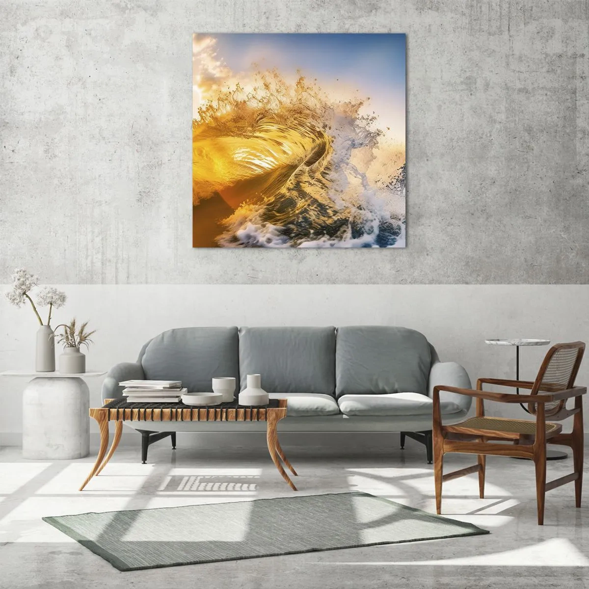 Billede på glas - Leg på sandet - 70x70 cm