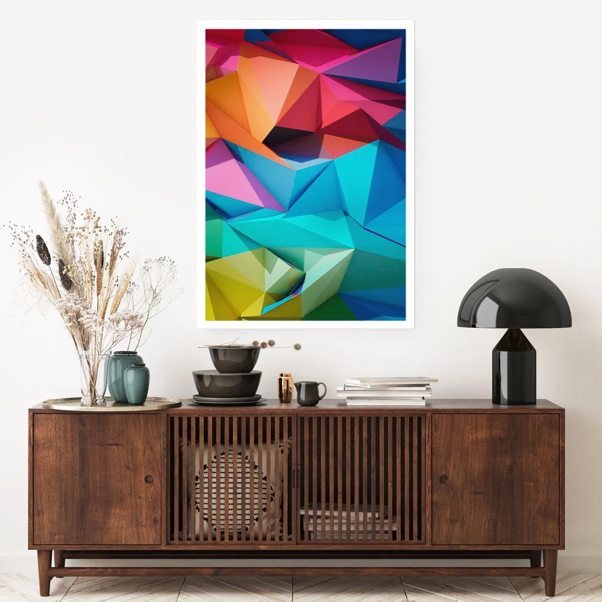 Plakat - Regnbue origami - 70x100 cm