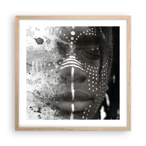 Plakat i ramme af lyst egetræ - Opdag den oprindelige ånd - 50x50 cm