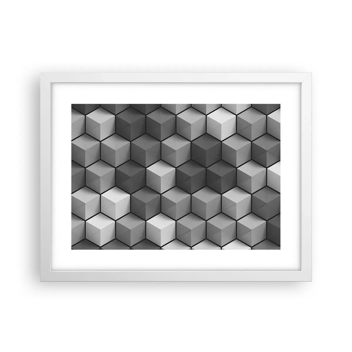 Plakat i hvid ramme - Kubistisk puslespil - 40x30 cm