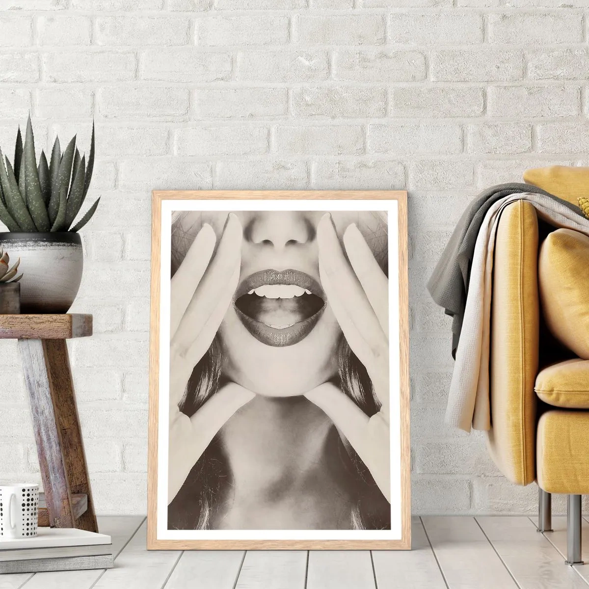 Plakat i ramme af lyst egetræ - Jeg er på vej! - 70x100 cm