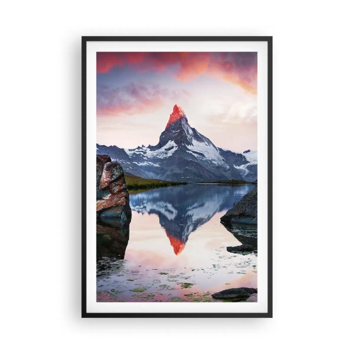 Plakat i sort ramme - Bjergenes hjerte er varmt - 61x91 cm