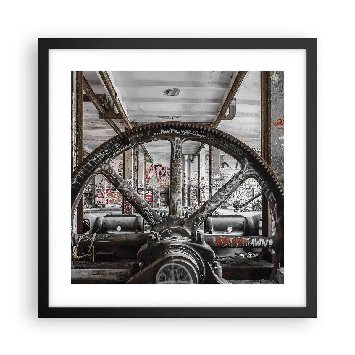 Plakat i sort ramme - Fabrikkens hemmelige liv - 40x40 cm