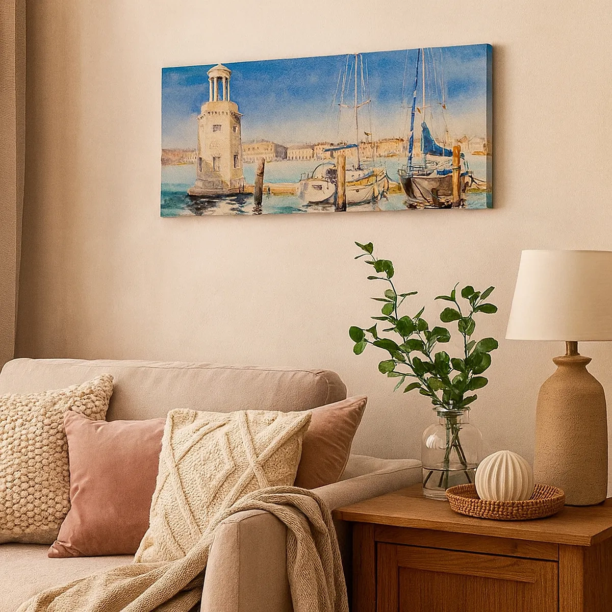 Lærredstryk - Billede på lærred - Solrig lagune - 30x30 cm