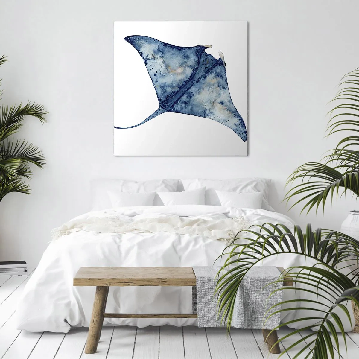 Lærredstryk - Billede på lærred - Liv i blåt - 60x60 cm