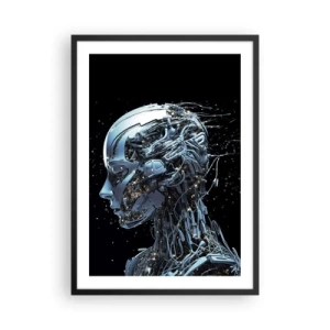 Plakat i sort ramme - Kybernetisk figur i futuristisk stil - 50x70cm - Teknologi er en kvinde - Moderne vægdekoration til stue og soveværelse ARTTOR