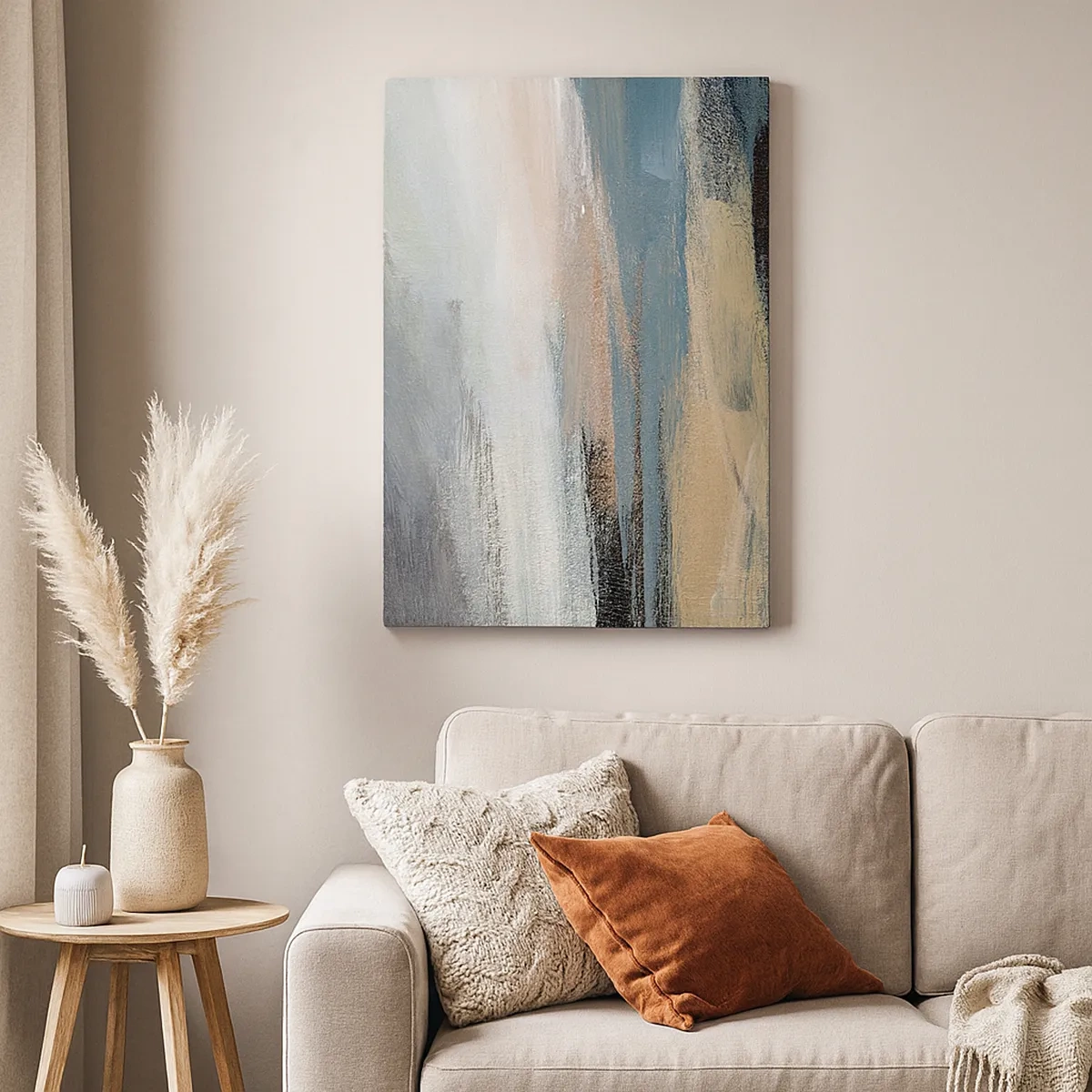 Lærredstryk - Billede på lærred - Abstraktion: nordligt landskab - 50x70 cm