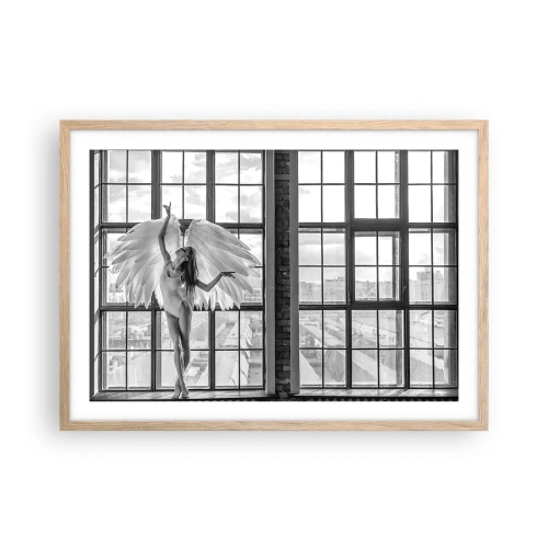 Plakat i ramme af lyst egetræ - Englenes by? - 70x50 cm