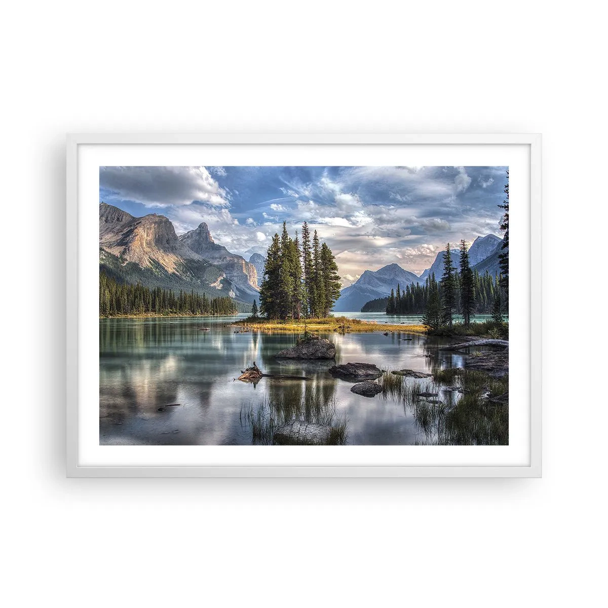 Plakat i hvid ramme - Over store og klare vande… - 70x50 cm