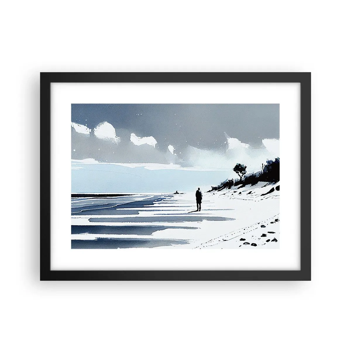 Plakat i sort ramme - Alene - 40x30 cm