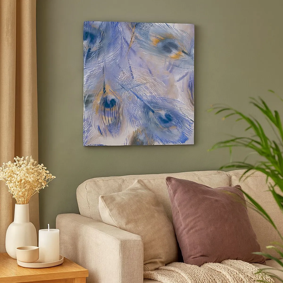 Lærredstryk - Billede på lærred - Påfugl sammensætning - 30x30 cm