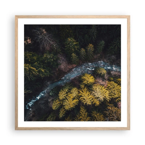 Plakat i ramme af lyst egetræ - Hurtigt, stadig hurtigere - 60x60 cm