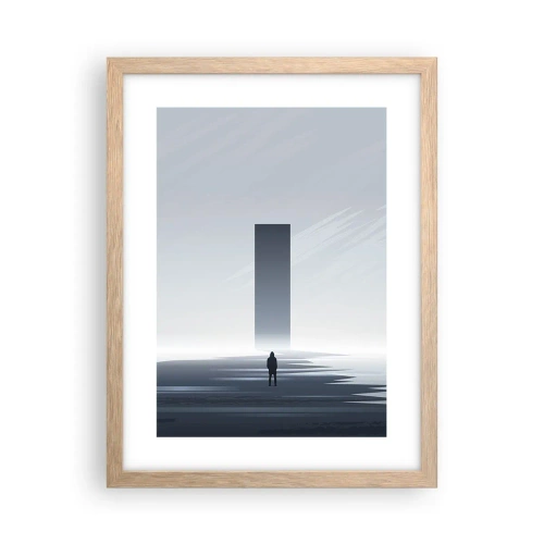 Plakat i ramme af lyst egetræ - Mulighed eller trussel? - 30x40 cm