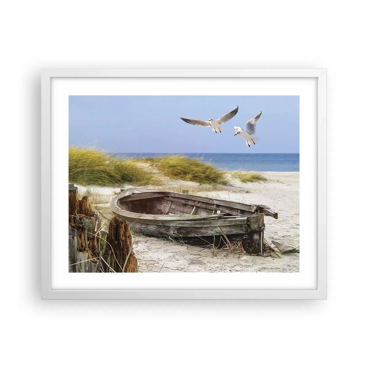 Plakat i hvid ramme - Badet i vinden - 50x40 cm