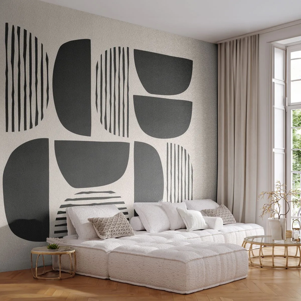 Fototapet Selvklæbende Deluxe Sticker - Halvhjertede arrangementer - Boho, Stykke, Minimalisme - 100x70 cm