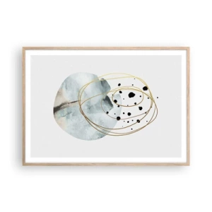 Plakat i ramme af lyst egetræ - I rummets favntag - 100x70 cm