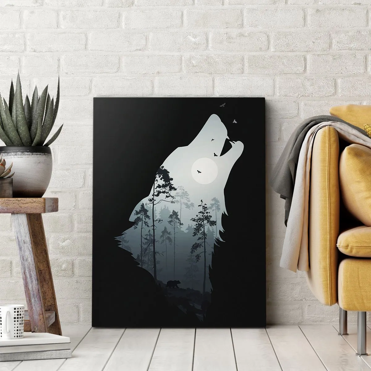 Lærredstryk - Billede på lærred - Skovnattens stemme - 55x100 cm