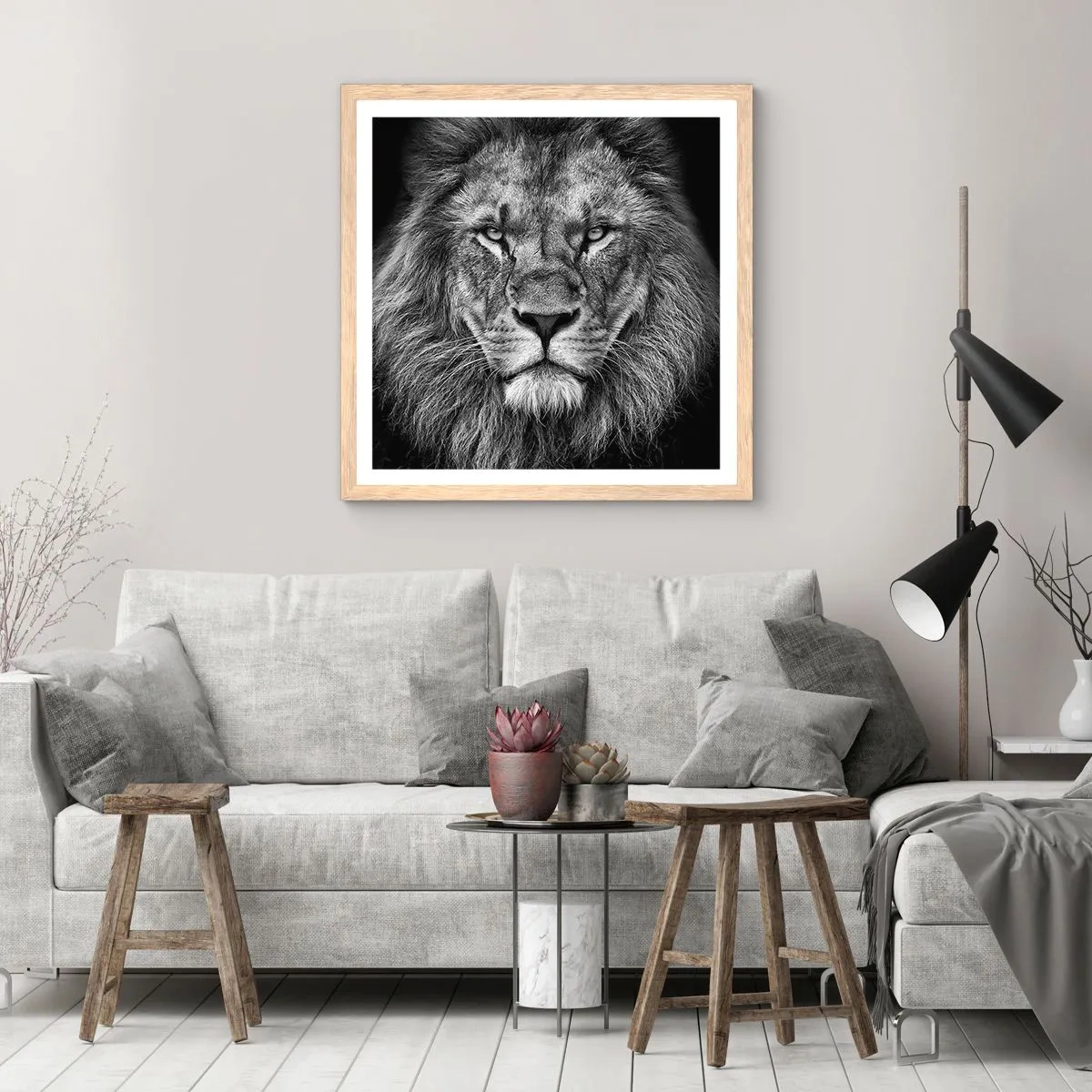 Plakat i ramme af lyst egetræ - I kroningsklædning - 50x50 cm