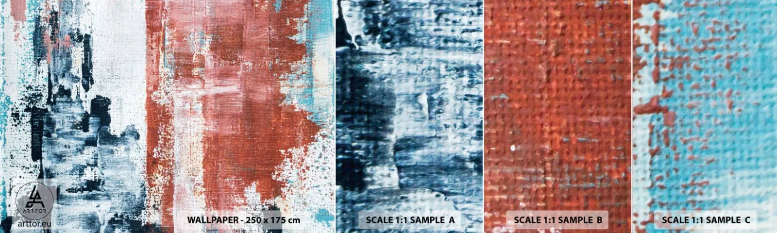 Fototapet Prøve Standard Eco - Abstrakt halvt og halvt - Abstraktion, Stykke, Maleri - 100x30 cm