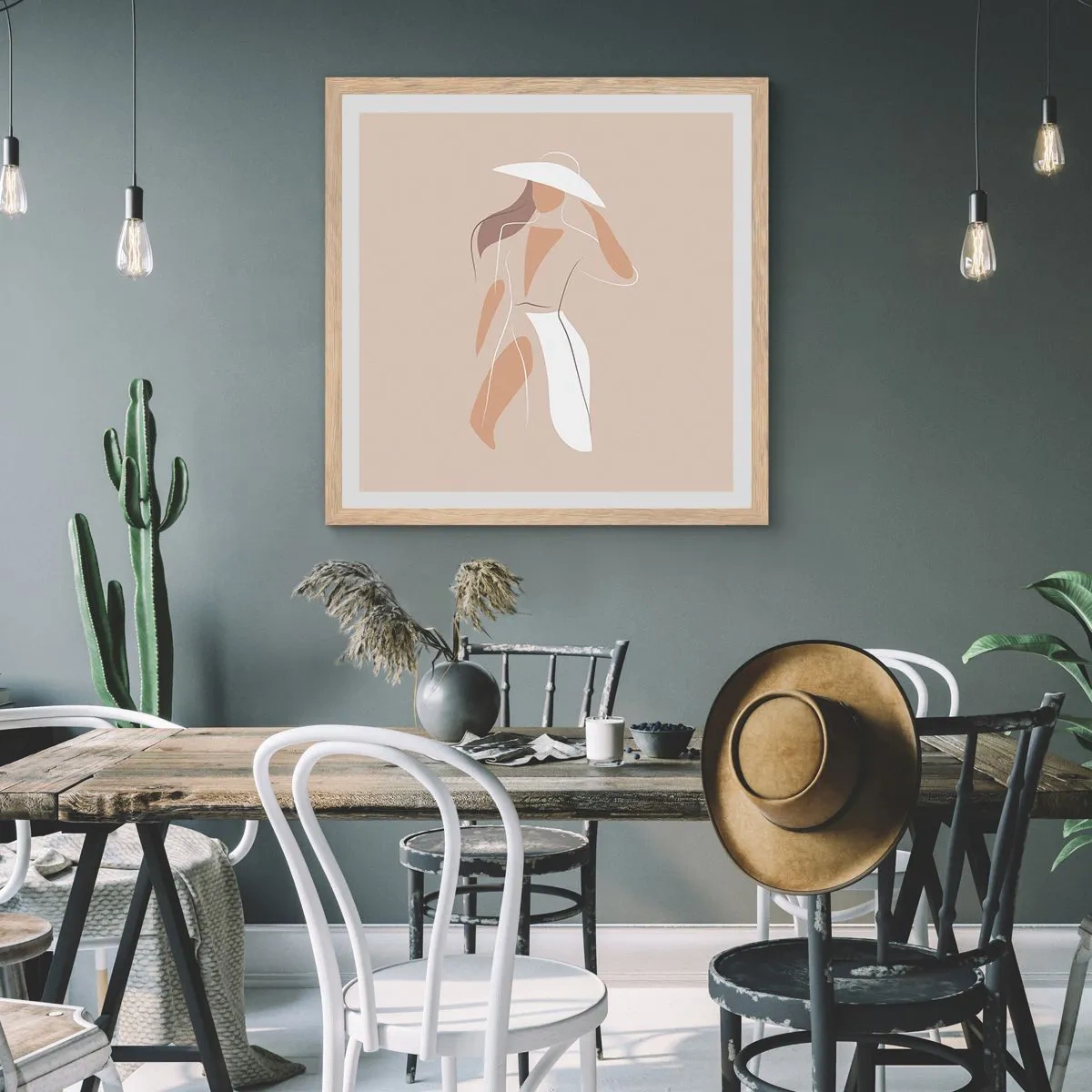 Plakat i ramme af lyst egetræ - Mode er sjovt - 30x30 cm