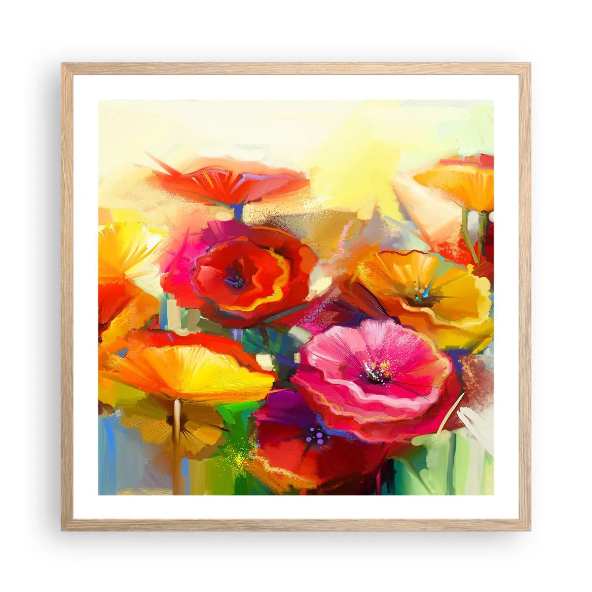 Plakat i ramme af lyst egetræ - Ikke kun rødt - 60x60 cm