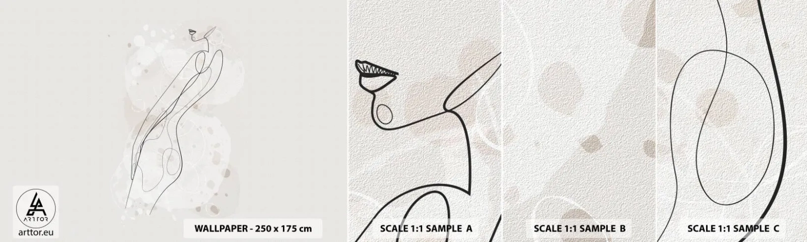 Prøve Fototapet Selvklæbende Deluxe Sticker - At forvilde sig med blikket - Grafik, Lineart, Kvinder - 100x30 cm