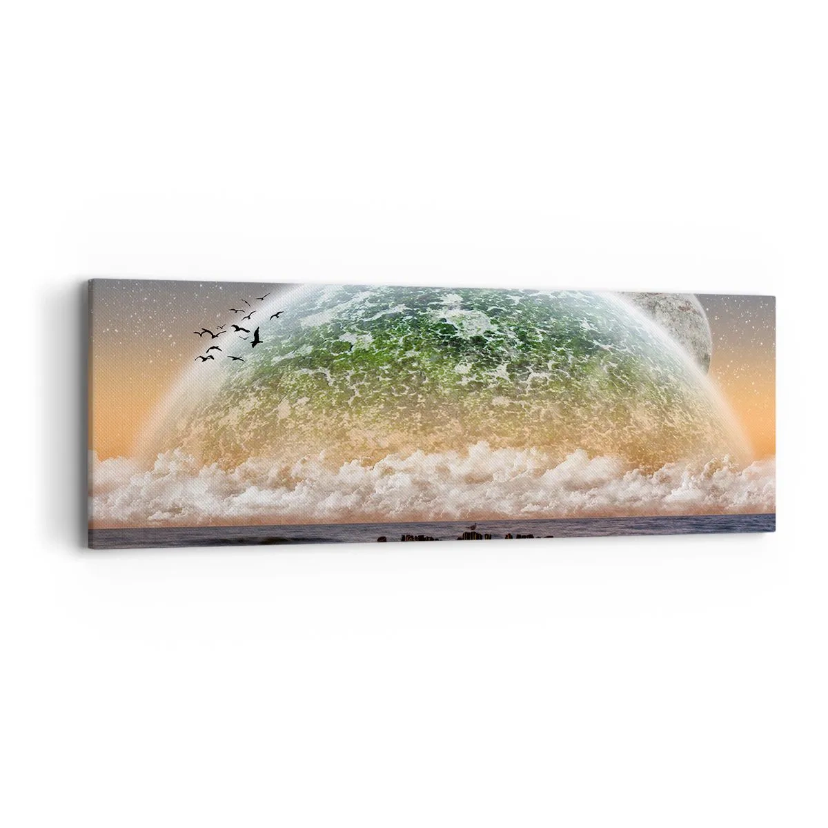 Lærredstryk - Billede på lærred - Og verden kom op af vandet - 90x30 cm