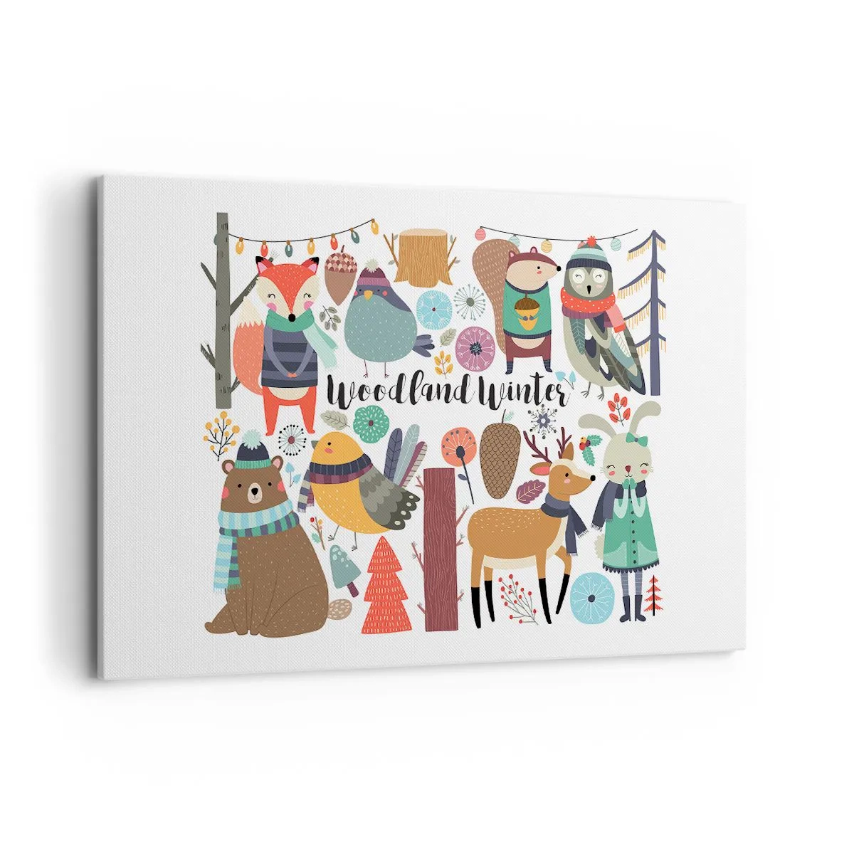 Lærredstryk - Billede på lærred - En eventyrlig jul i skoven - 120x80 cm