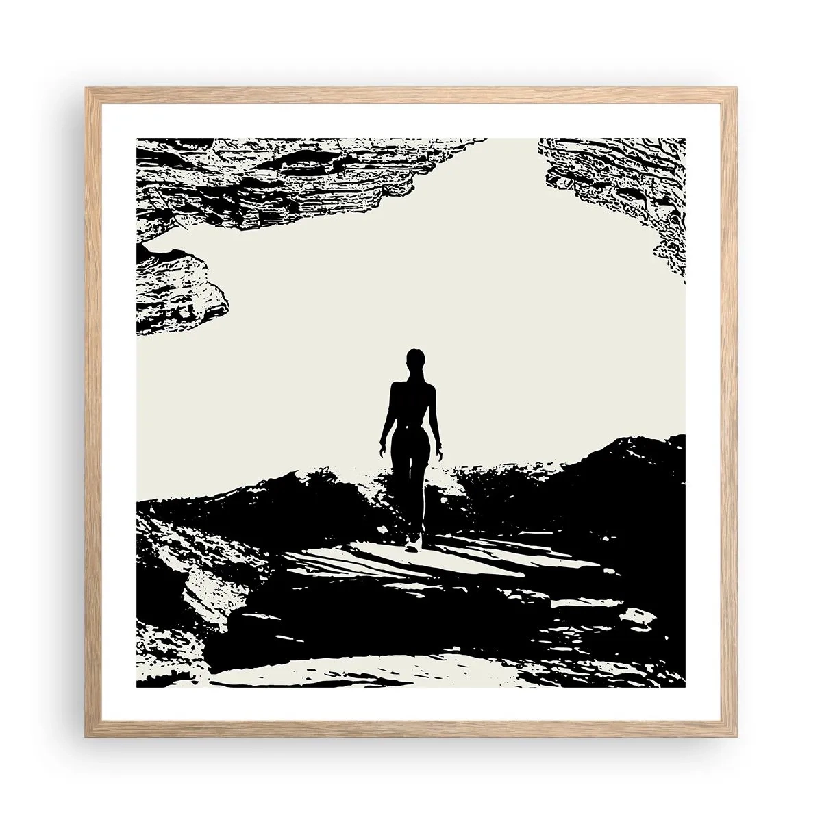 Plakat i ramme af lyst egetræ - Et nyt udseende - 60x60 cm