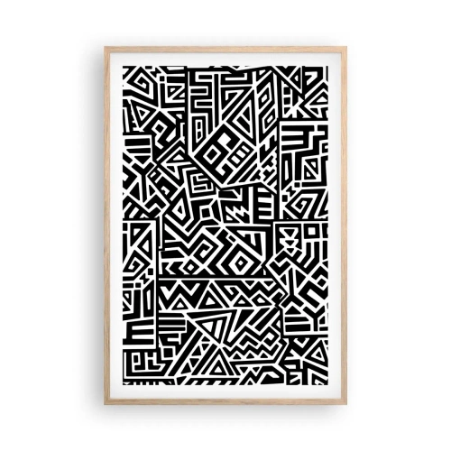 Plakat i ramme af lyst egetræ - Præcolumbiansk sammensætning - 61x91 cm