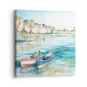 Lærredstryk - Billede på lærred - Landskab i azurblå - 30x30 cm