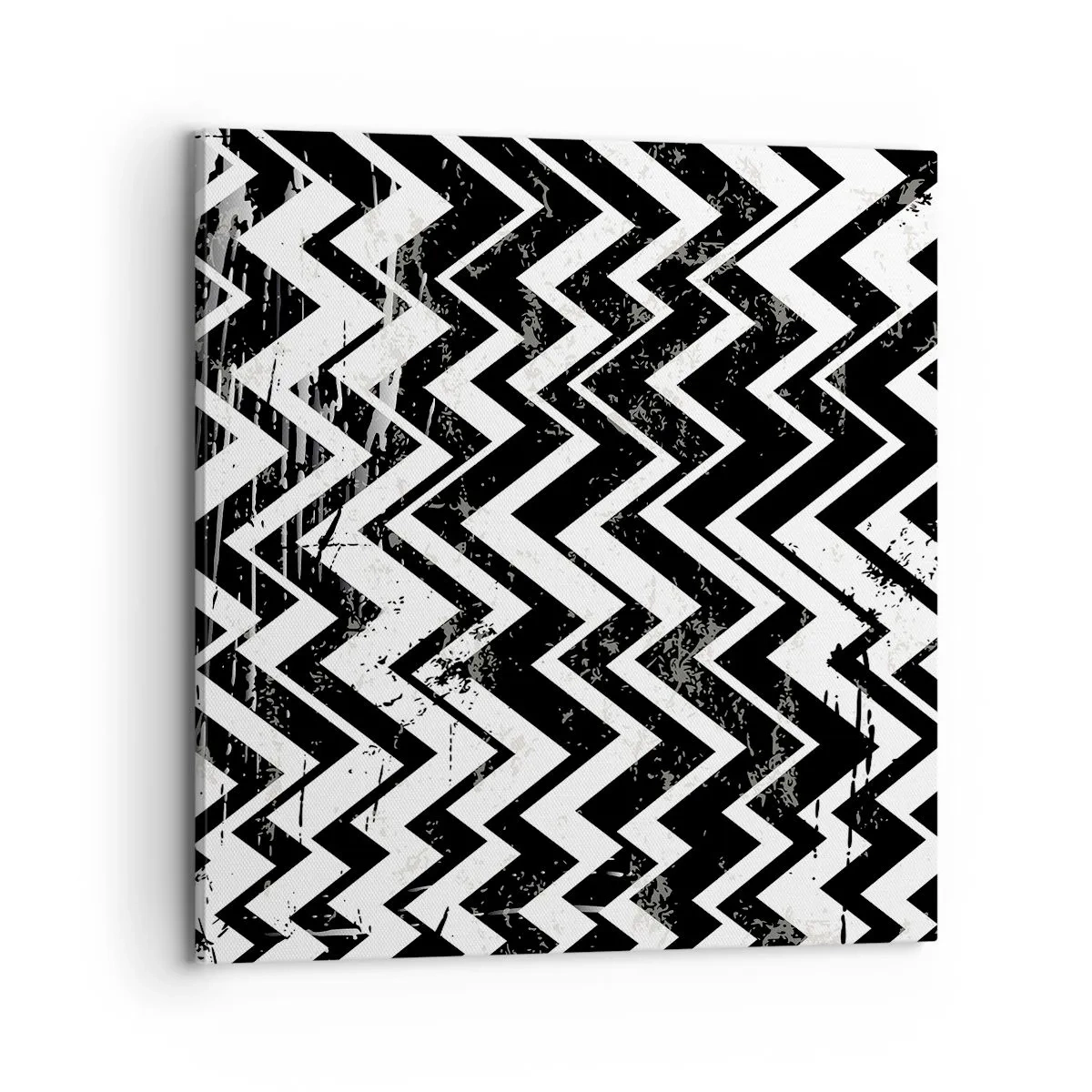 Lærredstryk - Billede på lærred - Zig-hvid, zag-sort - 70x70 cm
