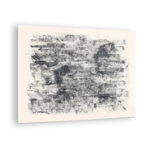 Billede på glas - Sort-hvid abstraktion med en sløringseffekt - 70x50cm - Tågeagtig sammensætning - Moderne vægdekoration til stue og soveværelse ARTTOR
