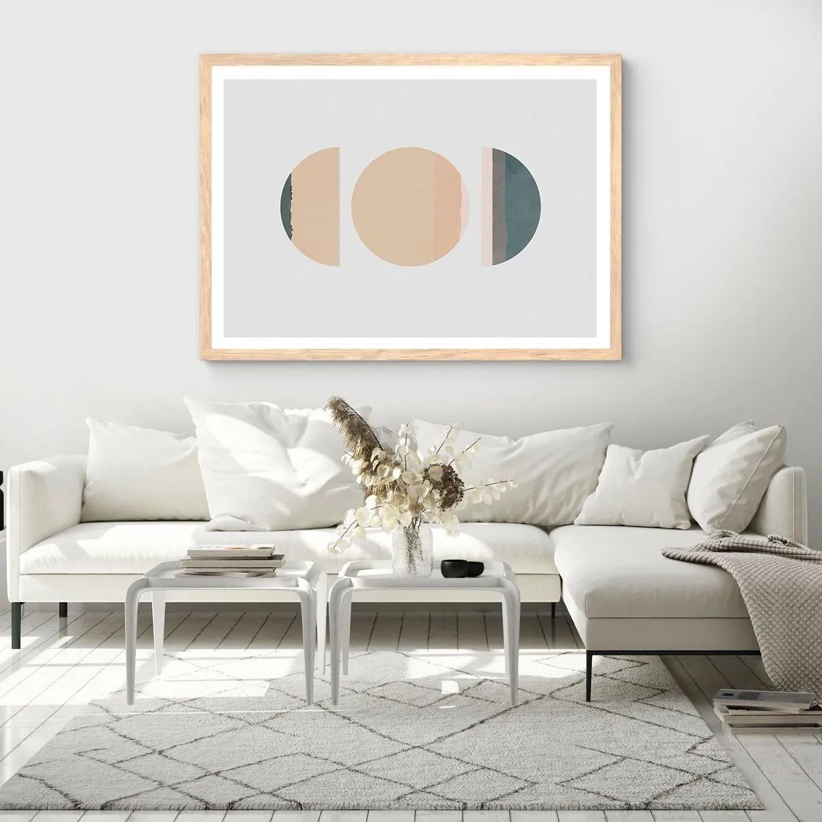 Plakat i ramme af lyst egetræ - Hjul for hjul - 100x70 cm