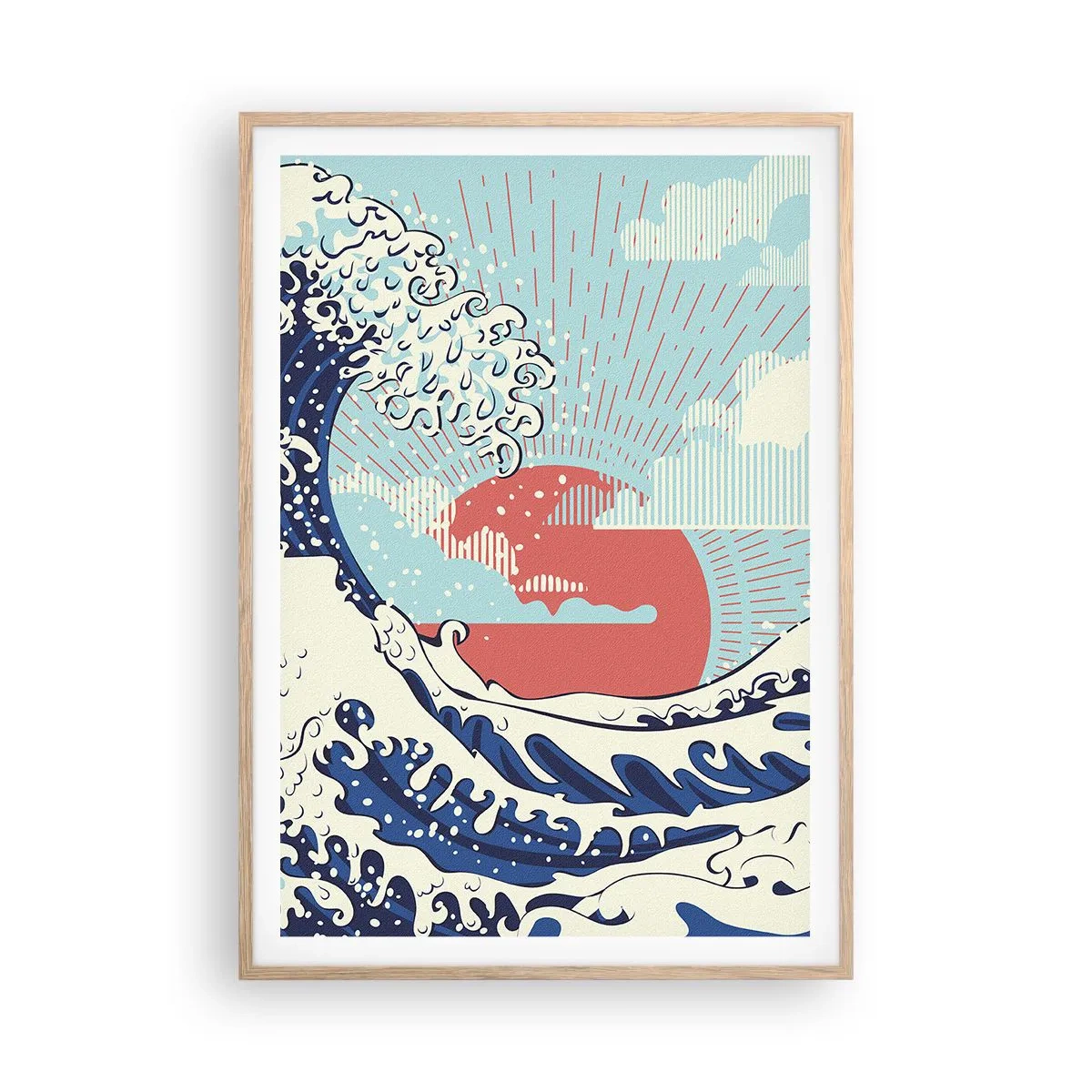 Plakat i ramme af lyst egetræ - Fra japanske inspirationer - 70x100 cm
