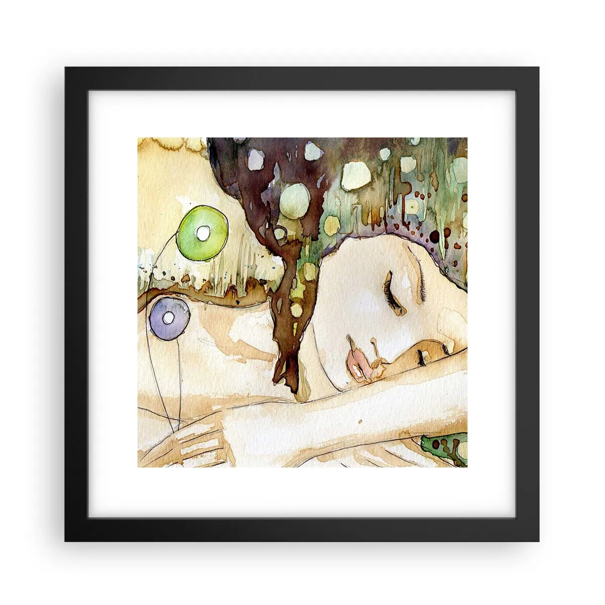 Plakat i sort ramme - Smaragd-violet drøm - 30x30 cm