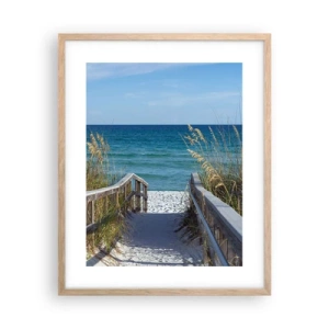 Plakat i ramme af lyst egetræ - I solen, i vinden - 40x50 cm