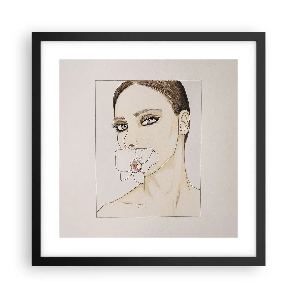 Plakat i sort ramme - Et symbol på elegance og skønhed - 40x40 cm