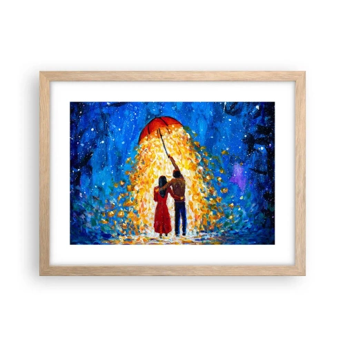 Plakat i ramme af lyst egetræ - Magien ved en regnfuld aften? - 40x30 cm